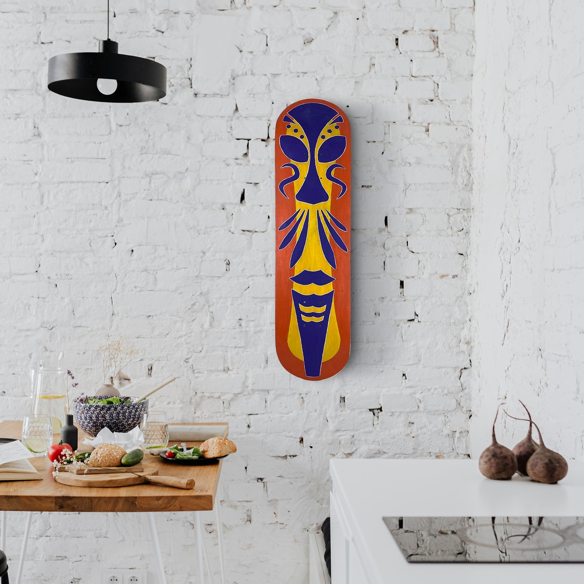 Skateboard Wall Art, "African Mask" Hand-Painted Wall Decors - wboxgo.com