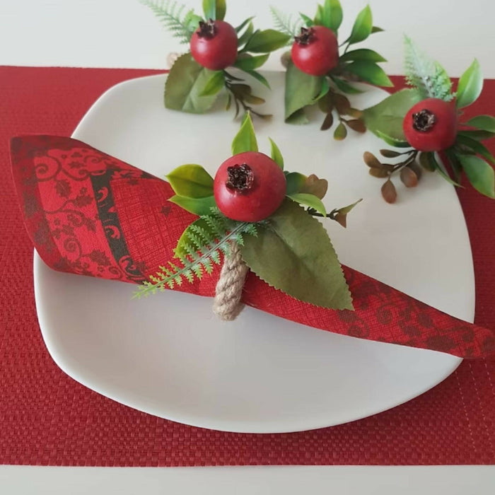 Faux Pomegranate Napkin Ring|Faux Fruit Napkin Holder|Red Pomegranate Decor|Summer Wedding Event Table Centerpiece|Rustic Kitchen Table Top