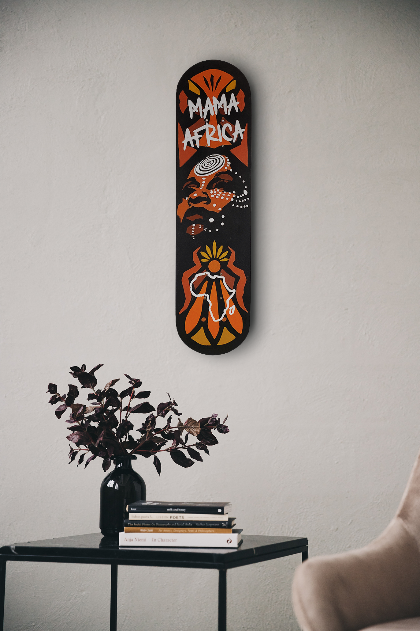 Skateboard Wall Art, "Mama Africa" Hand-Painted Wall Decors - wboxgo.com