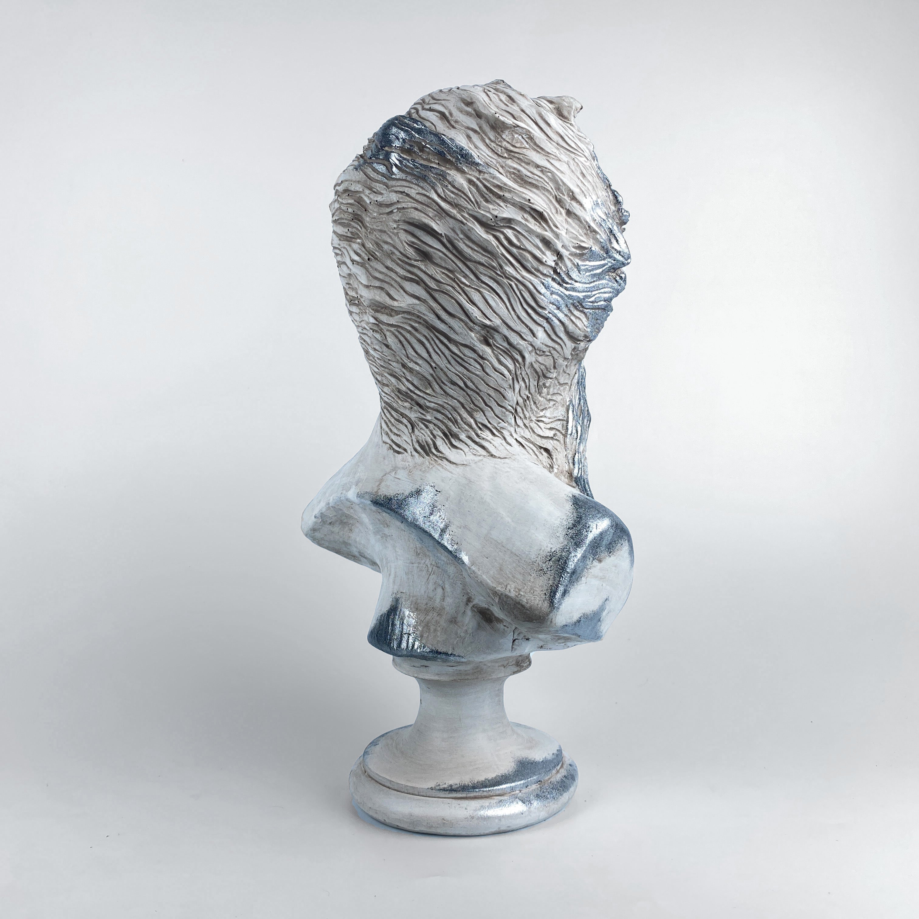 Poseidon 'Silver Moss' Pop Art Sculpture, Modern Home Decor - wboxgo.com