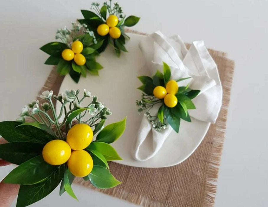 Faux Lemon Napkin Holder|Floral Lemon Napkin Ring|Farmhouse Table Decor|Summer Wedding Table decor|Table Centerpiece|Rustic Kitchen Decor