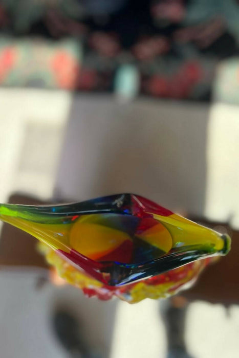 Yao Yuan Hand-Blown Glass Sculpture Glass Decor Murano-Style Glass Vaze with Face