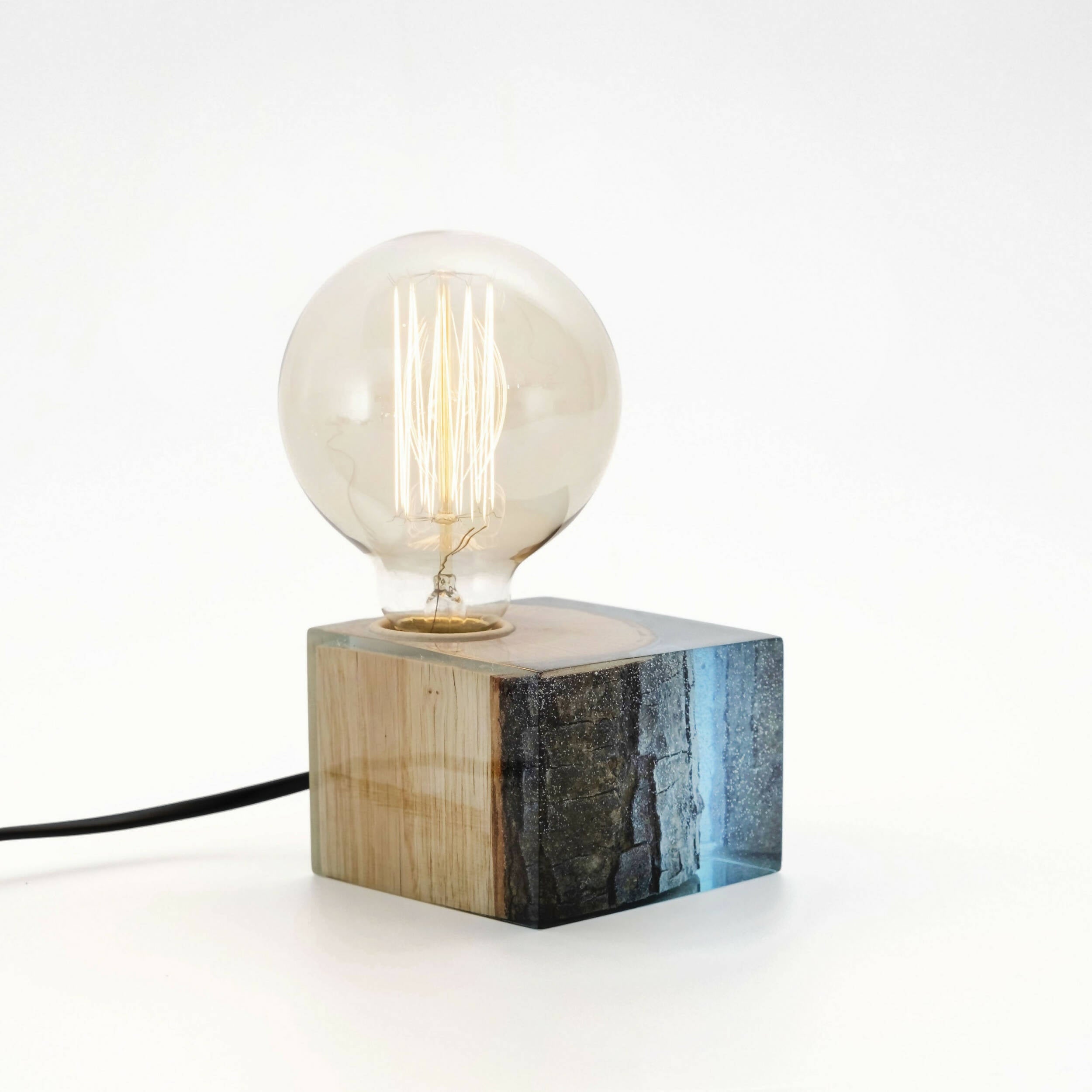 Blue Epoxy Table Lamp, Epoxy Resin Light, Edison Bedside Lamp, Modern Table Lamp, Epoxy Lighting, Resin Nightlight