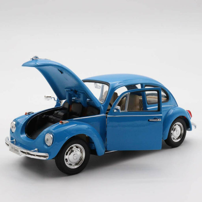 Volkswagen Beetle|Welly Scale 1/24 Model Car|Diecast Blue Car for Collectors|Classic Old Metal Collection Car|Vintage Birthday Gift for Dad