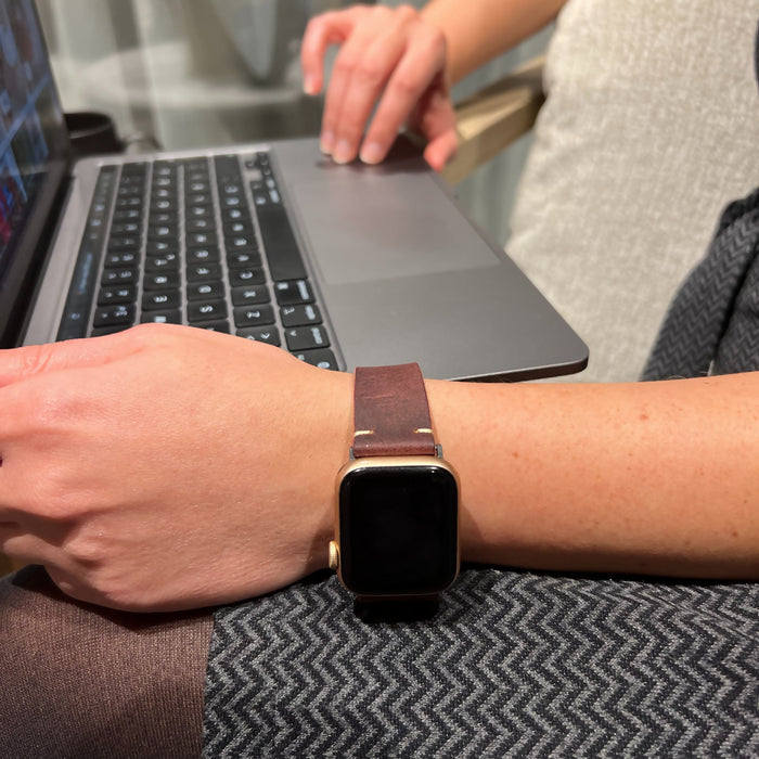 LEATHERE Handcrafted Genuine Leather Apple iWatch Strap Band in Terra Cotta