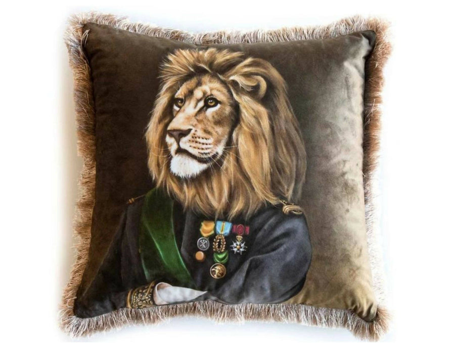 Royal Animal Pillow Cover|Frilly Lion, Tiger Cushion Case|Pet Costume Pillowcase|Fox and Dog Throw Pillow Cover|Animal Portrait Cushion Case