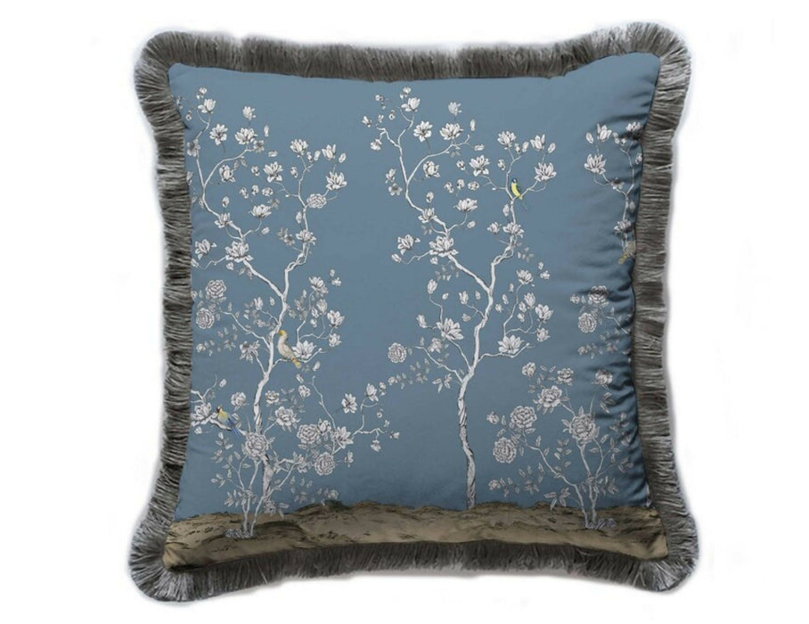 Floral Bird Pillow Cover|Frilly Floral Tree Branches Cushion Case|Birds on Trees Pillowcase|Summer Trend Throw Pillow Cover|Cozy Home Decor