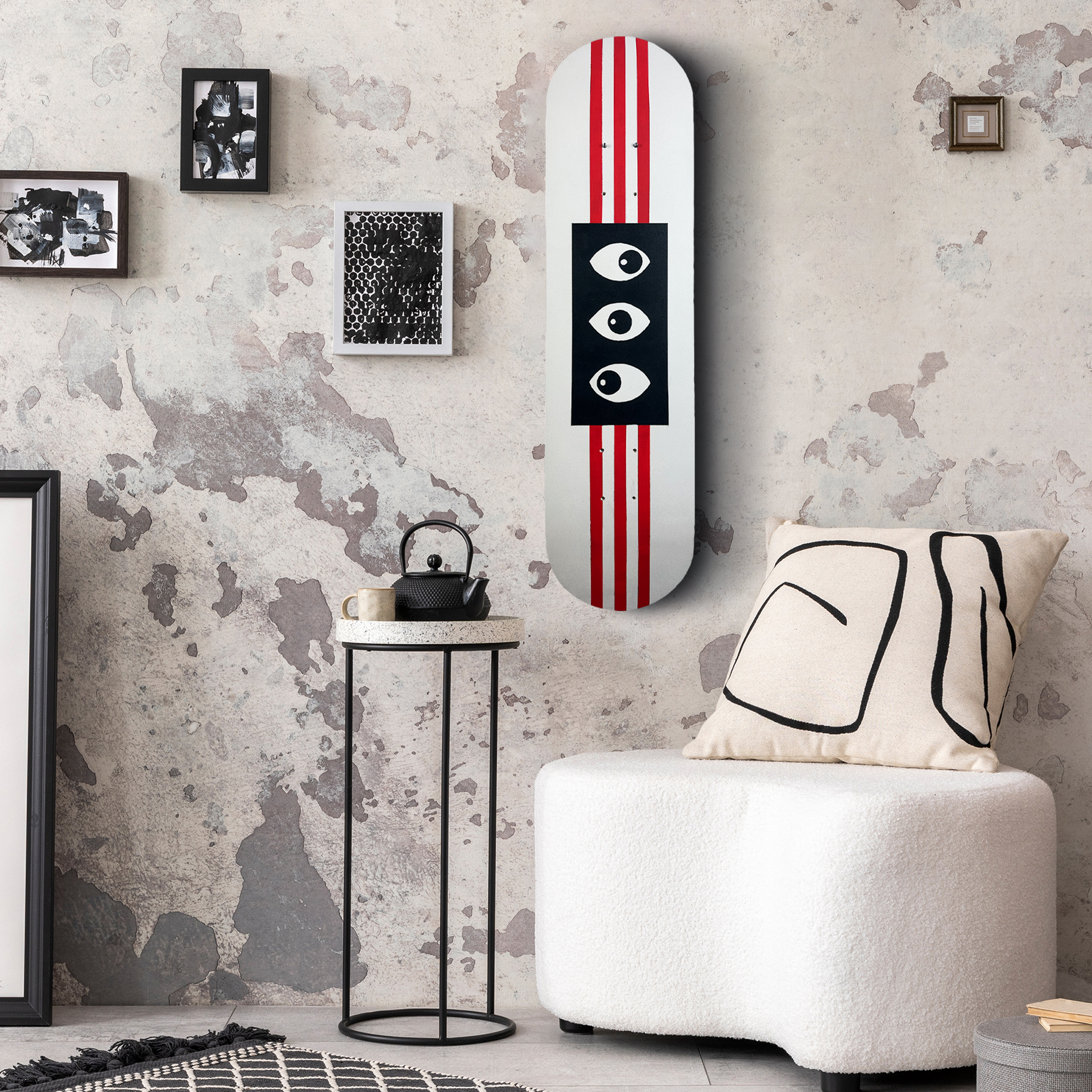 Skateboard Wall Art Set, "Brutal Love" Hand-Painted Wall Decor Set of 3 - wboxgo.com