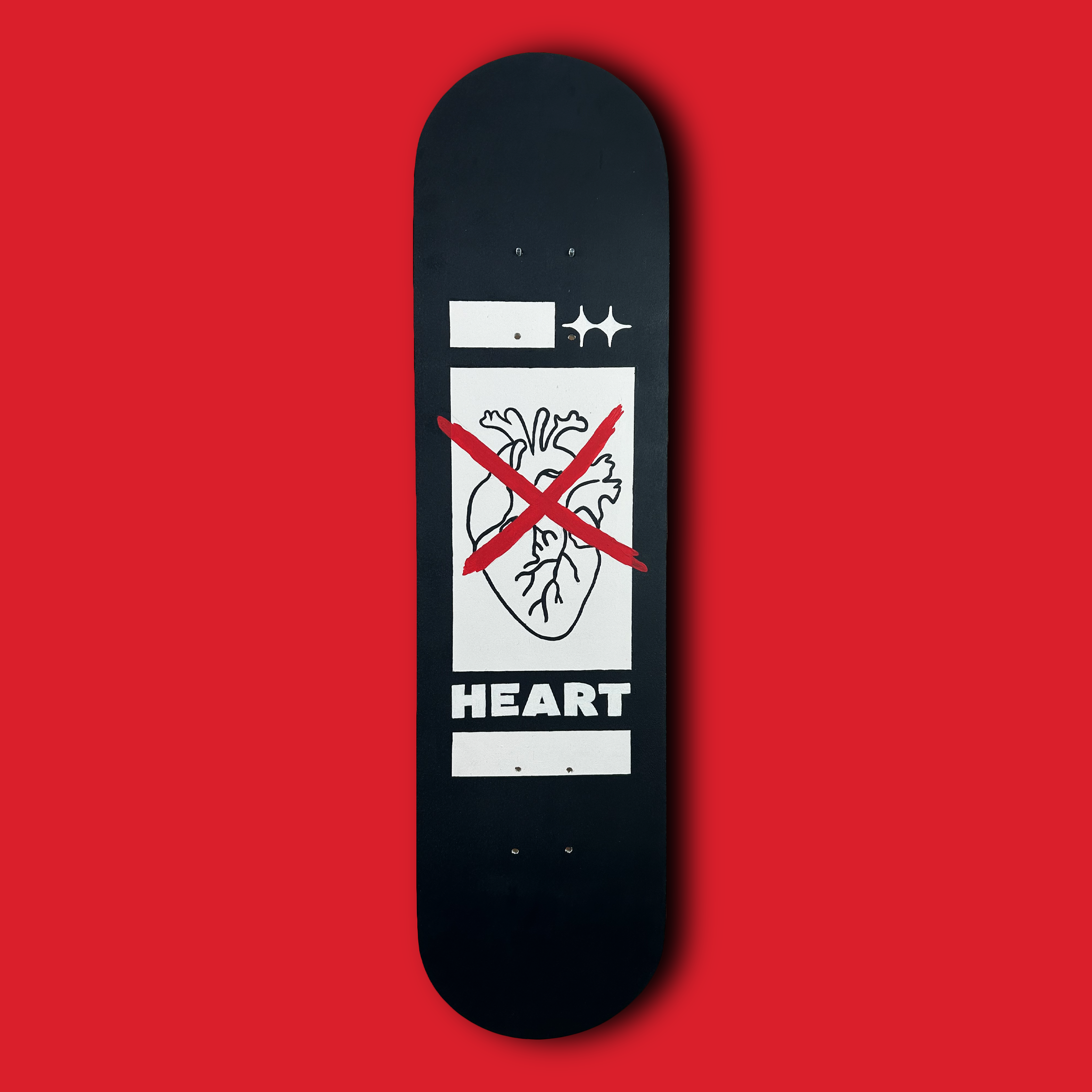 Skateboard Wall Art Set, "No Hearts" Hand-Painted Wall Decor - wboxgo.com