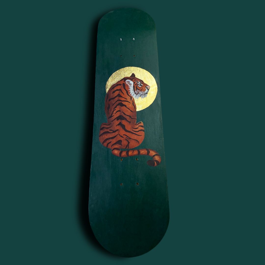 Skateboard Wall Art Set, "Holy Tiger" Hand-Painted Wall Decor - wboxgo.com