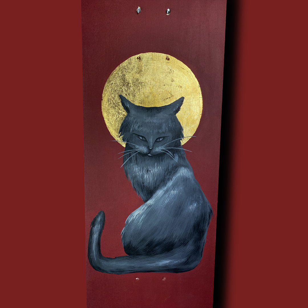 Skateboard Wall Art Set, "Holy Cat" Hand-Painted Wall Decor - wboxgo.com