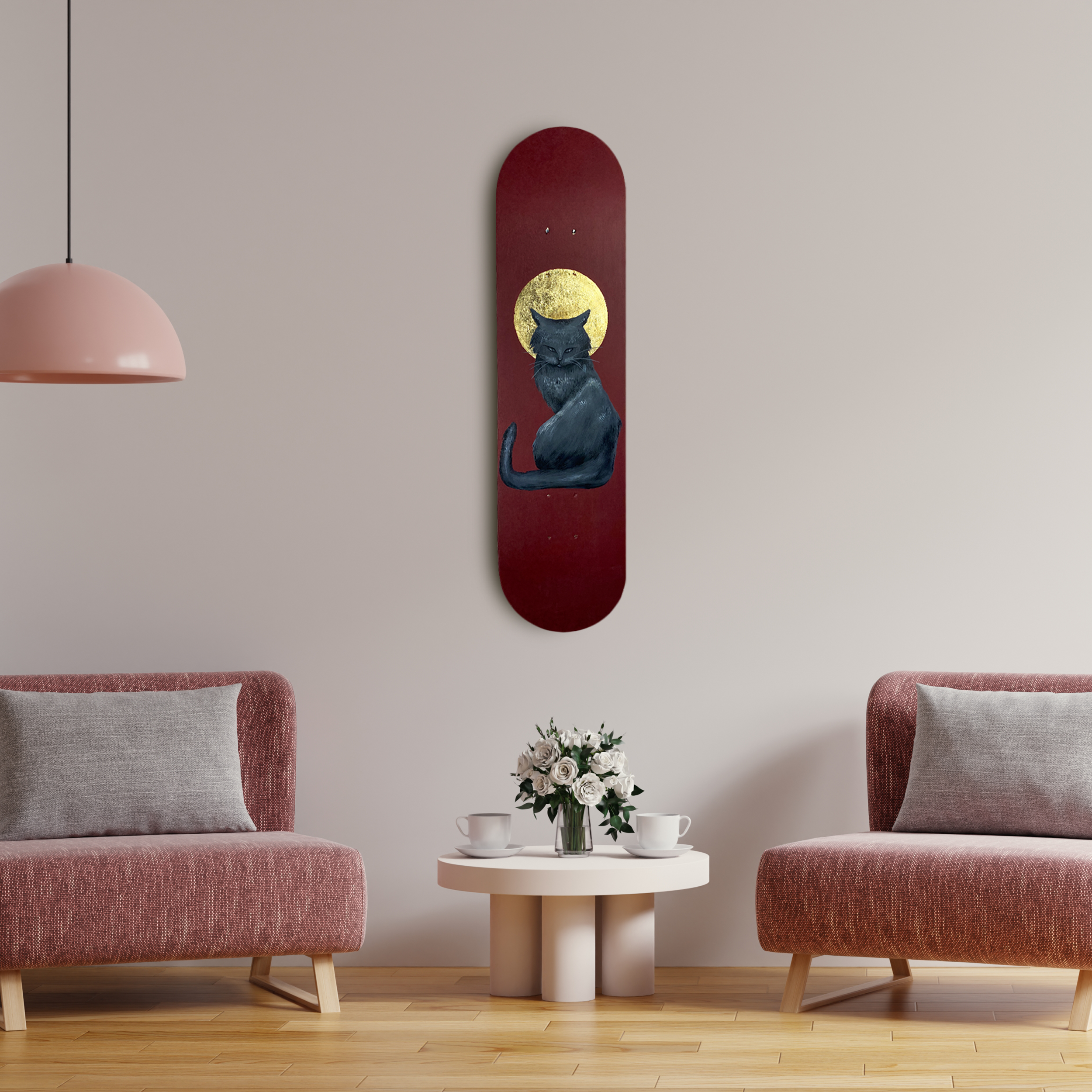 Skateboard Wall Art Set, "Holy Cat" Hand-Painted Wall Decor - wboxgo.com