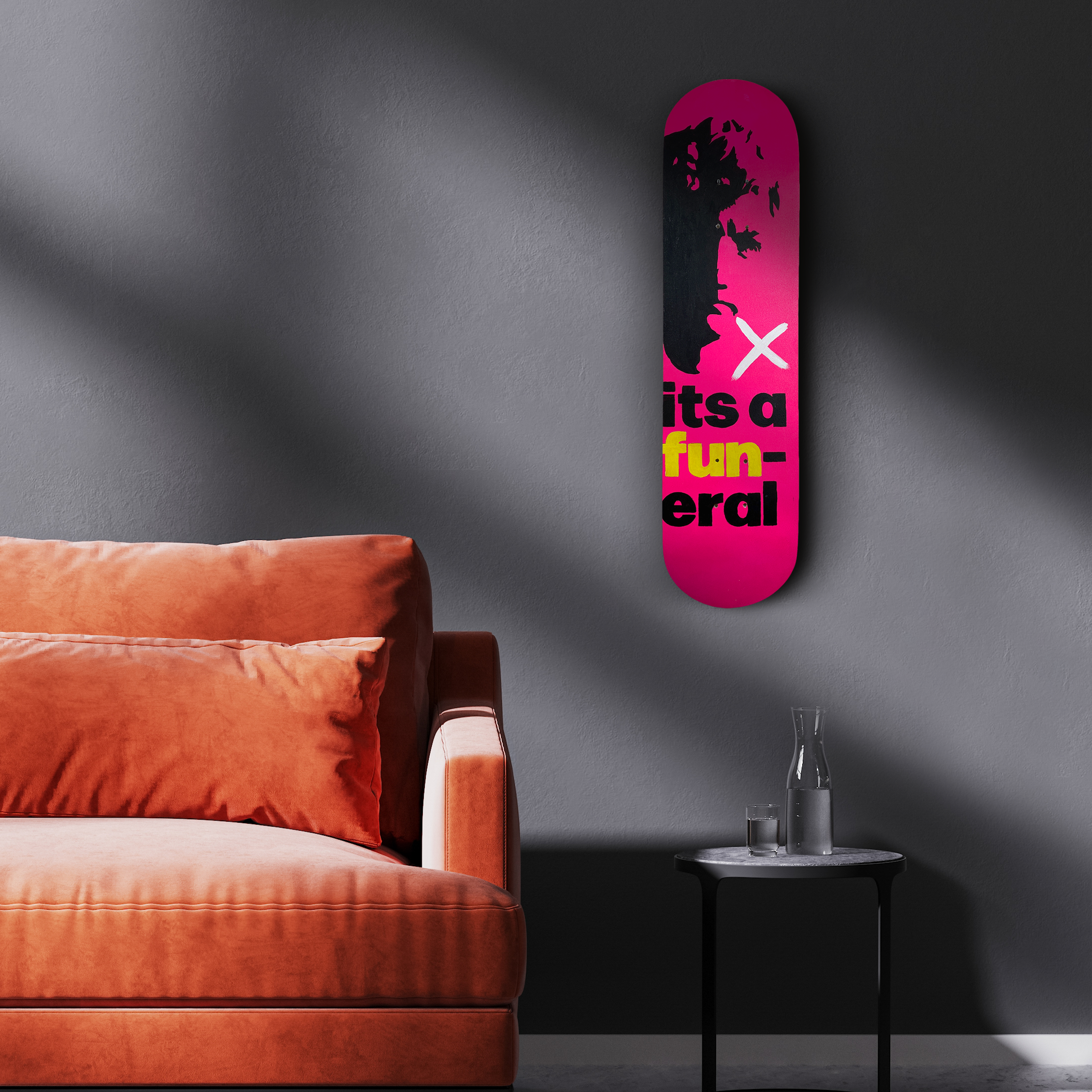 Skateboard Wall Art Set, "Fun-eral" Hand-Painted Wall Decor - wboxgo.com