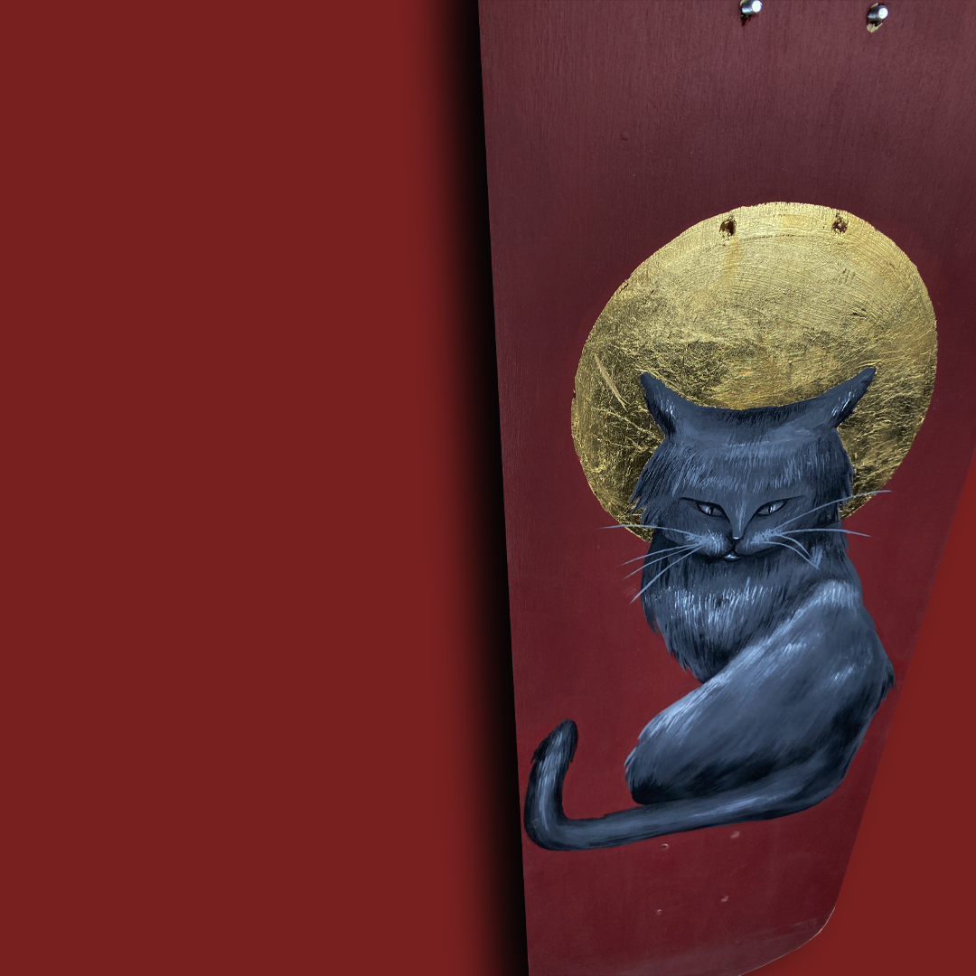 Skateboard Wall Art Set, "Holy Cat" Hand-Painted Wall Decor - wboxgo.com