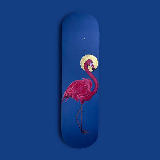 Skateboard Wall Art Set, "Holy Flamingo" Hand-Painted Wall Decor - wboxgo.com