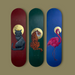 Skateboard Wall Art Set, "Holy Animals" Hand-Painted Wall Decor Set of 3 - wboxgo.com