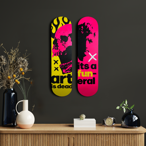 Skateboard Wall Art Set, "Funeral" Hand-Painted Wall Decor - wboxgo.com