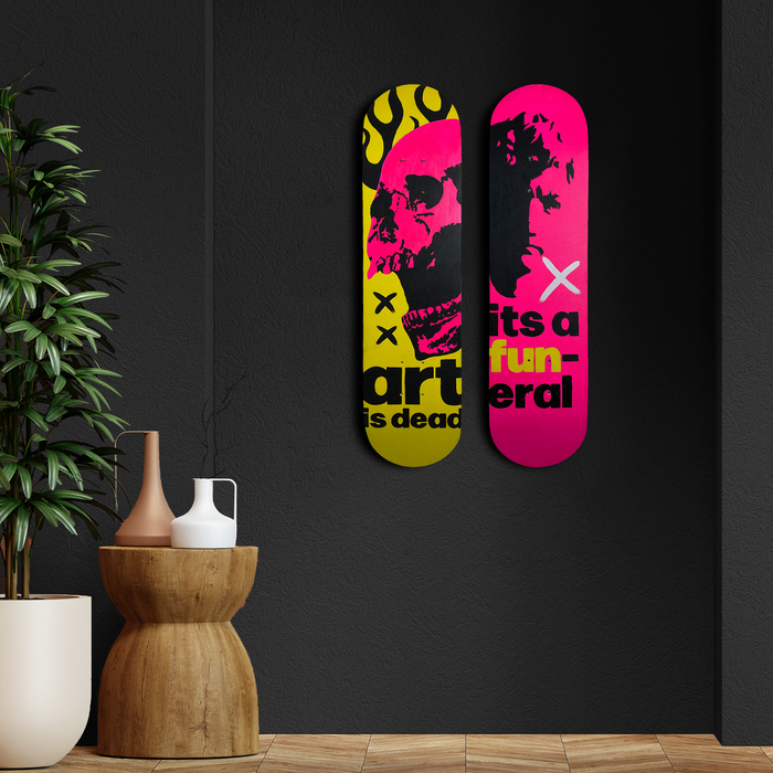 Skateboard Wall Art Set, "Funeral" Hand-Painted Wall Decor - wboxgo.com