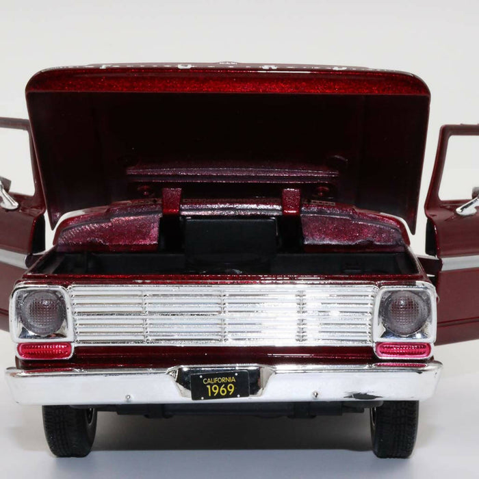 1969 Ford F-100 Pickup Model Car|Scale 1/24 Diecast Car|Vintage Model Red Car for Collectors|Classic Metal Collection Car Gift for Grandad