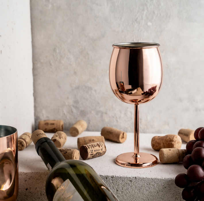 Handmade Copper Wine Glass - Barware Luxury Design, Shiny Elegant Model
