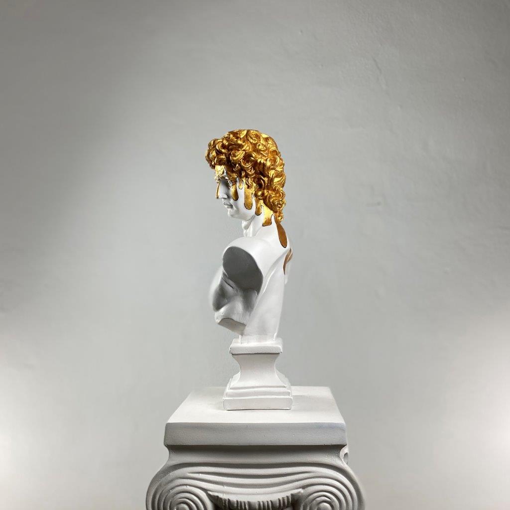 David 'Melting Gold' Pop Art Sculpture, Modern Home Decor, Large Sculpture - wboxgo.com