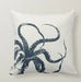 Beach House Pillow Case|Navy Marine Pillow Cover|Nautical Blue Gray Cushion|Seaweed Throw Pillow|Octopus Crab Home Decor|Porch Pillow Case - wboxgo.com