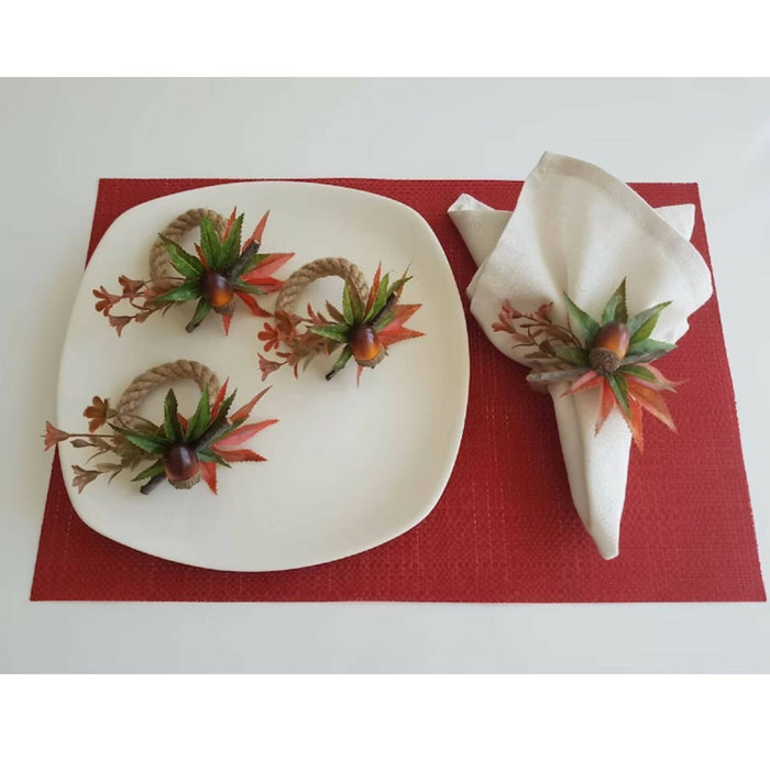 Acorn Napkin Rings|Fall Trend Napkin Ring|Acorn with Maple Leaves|Autumn Napkin Ring|Fall Decor|Farmhouse Tablecenterpiece|Rustic Tablescape