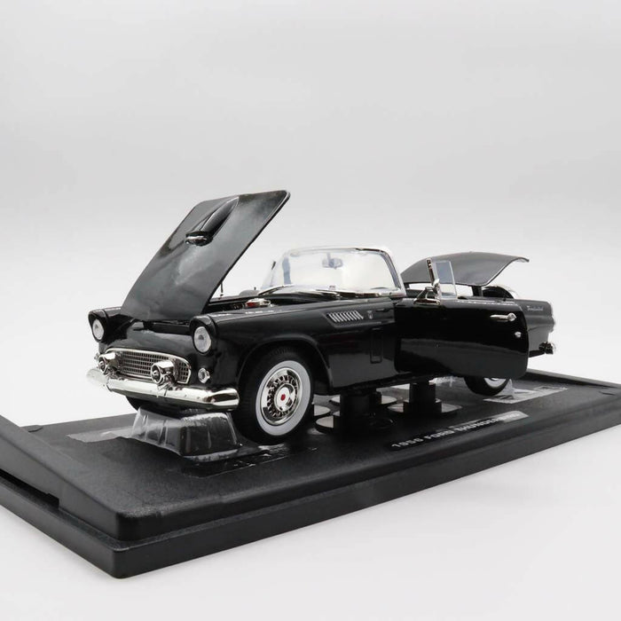 1956 Ford ThunderBird|Scale 1/18 Black Diecast Car|Vintage Model Car for Collectors|Classic Convertible Metal Collection Car|Office Decor