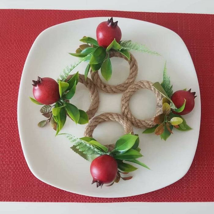 Faux Pomegranate Napkin Ring|Faux Fruit Napkin Holder|Red Pomegranate Decor|Summer Wedding Event Table Centerpiece|Rustic Kitchen Table Top