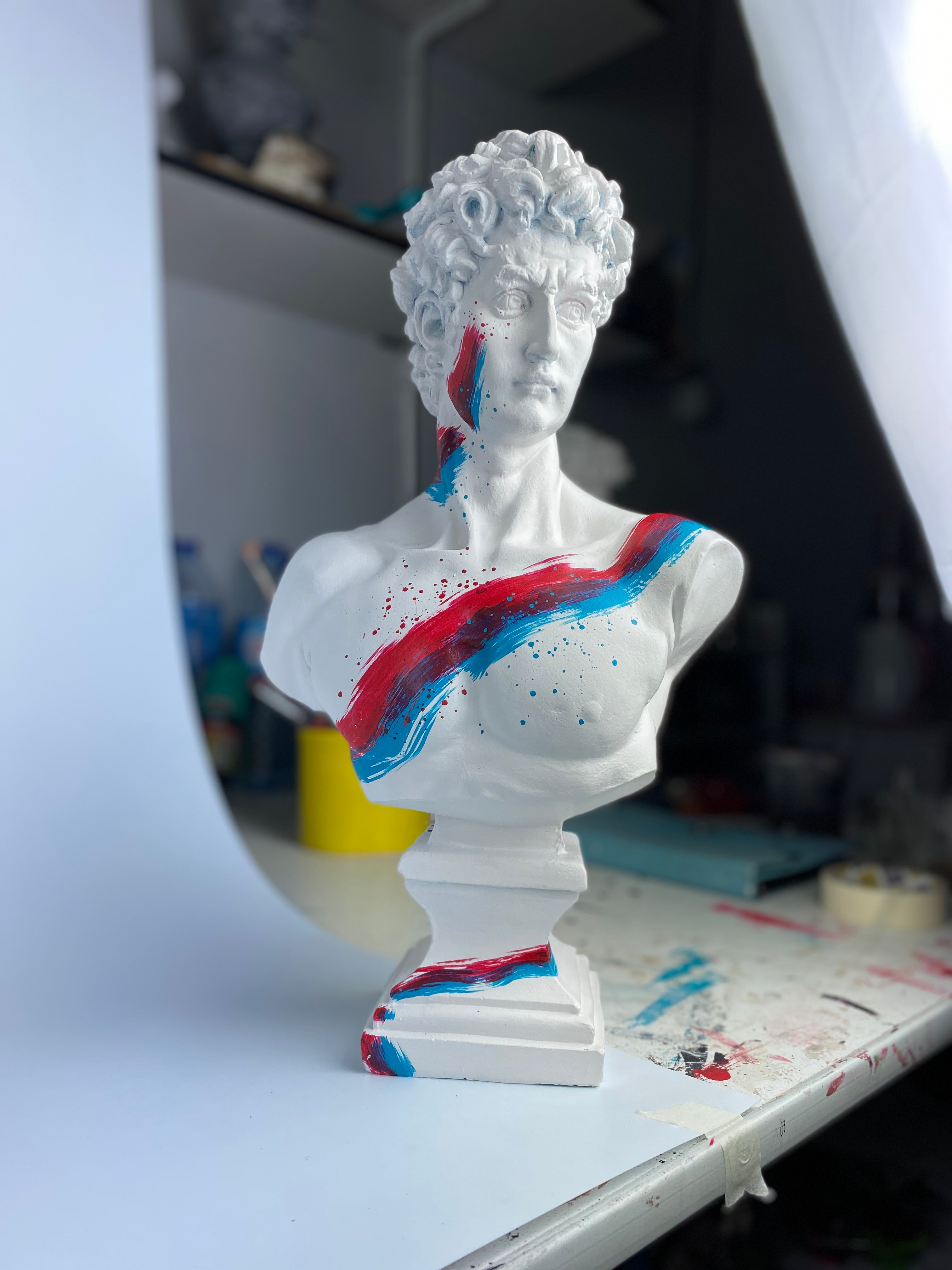 David 'Glitch' Pop Art Sculpture, Modern Home Decor, Large Sculpture - wboxgo.com