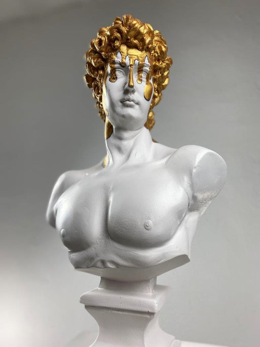 David 'Melting Gold' Pop Art Sculpture, Modern Home Decor, Large Sculpture - wboxgo.com