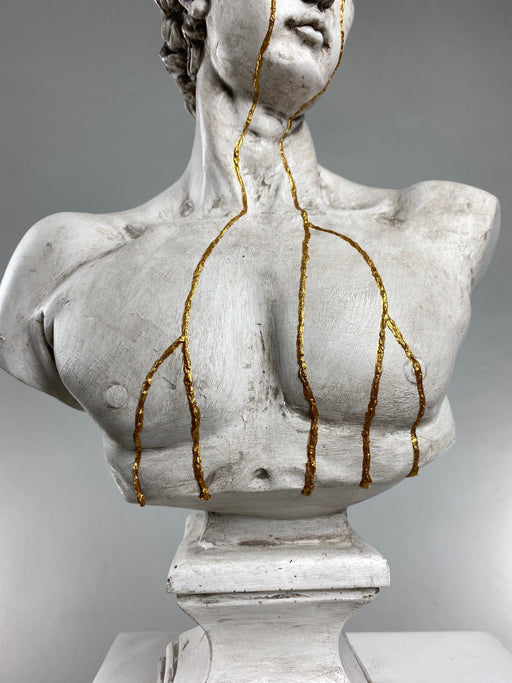 David 'Gold Tears' Pop Art Sculpture, Modern Home Decor, Large Sculpture - wboxgo.com