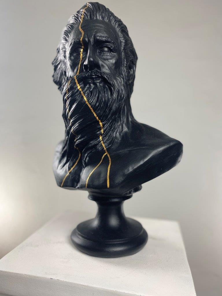 Poseidon 'Gold Streak' Pop Art Sculpture, Modern Home Decor - wboxgo.com