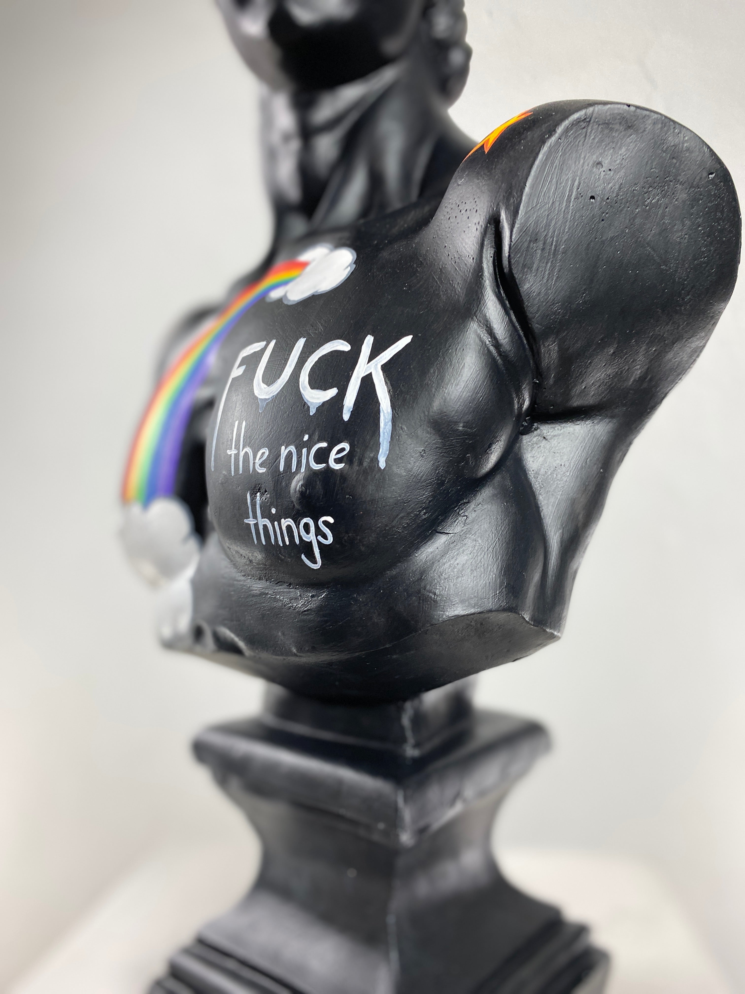 David 'F*** the Nice Things' Pop Art Sculpture, Modern Home Decor, Large Sculpture - wboxgo.com