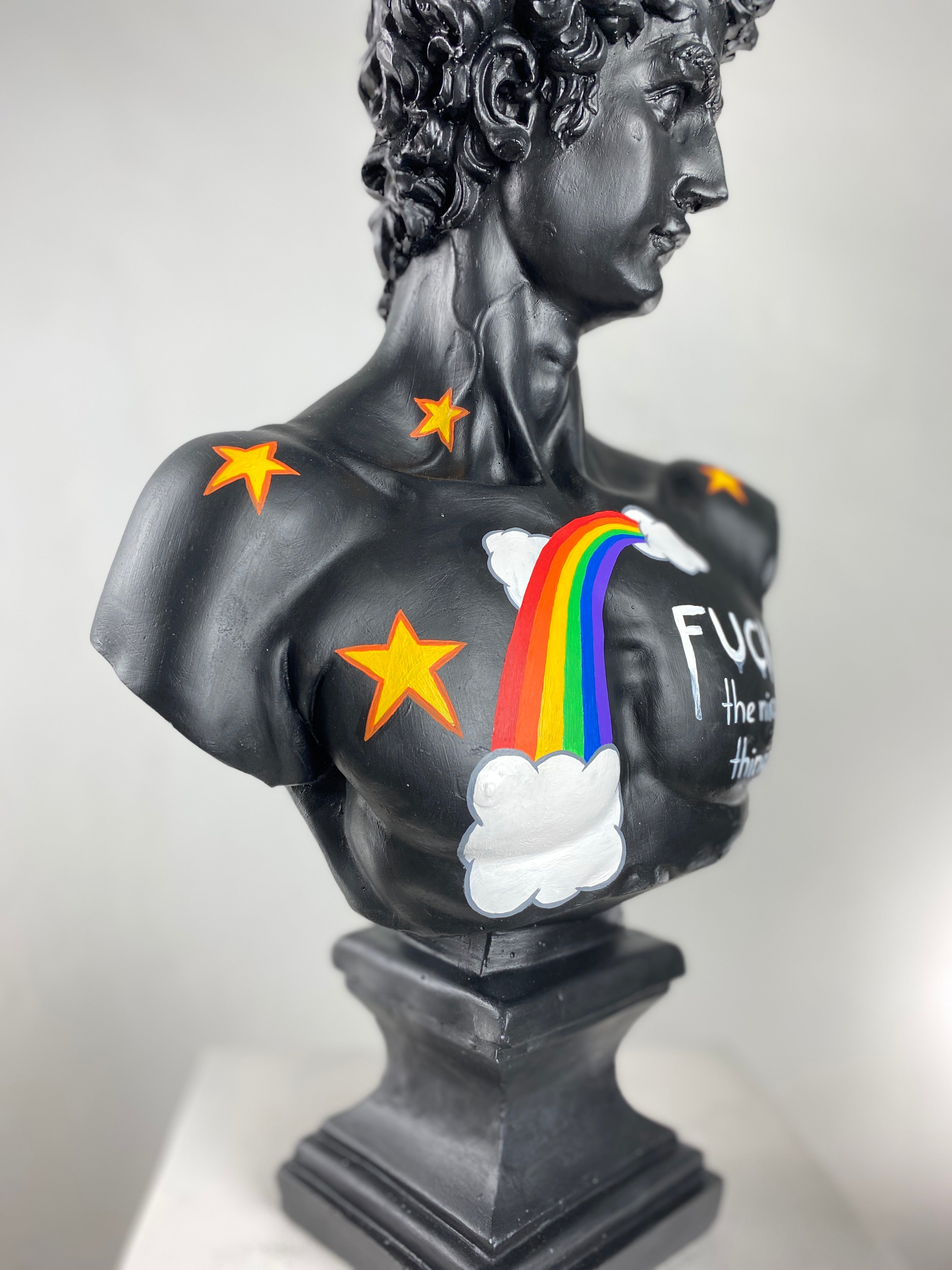 David 'F*** the Nice Things' Pop Art Sculpture, Modern Home Decor, Large Sculpture - wboxgo.com