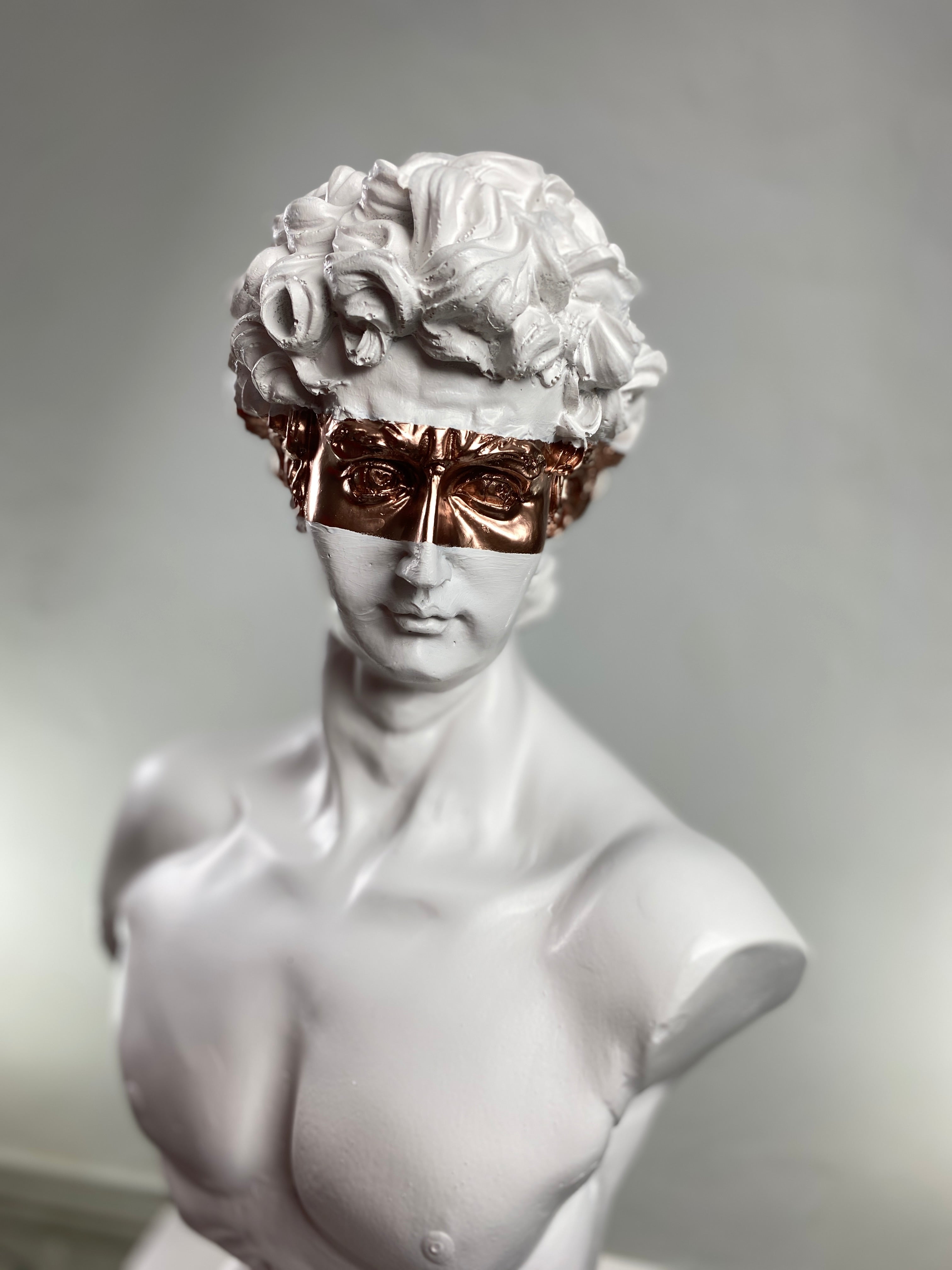 David 'Bronze Eyes' Pop Art Sculpture, Modern Home Decor, Large Sculpture - wboxgo.com