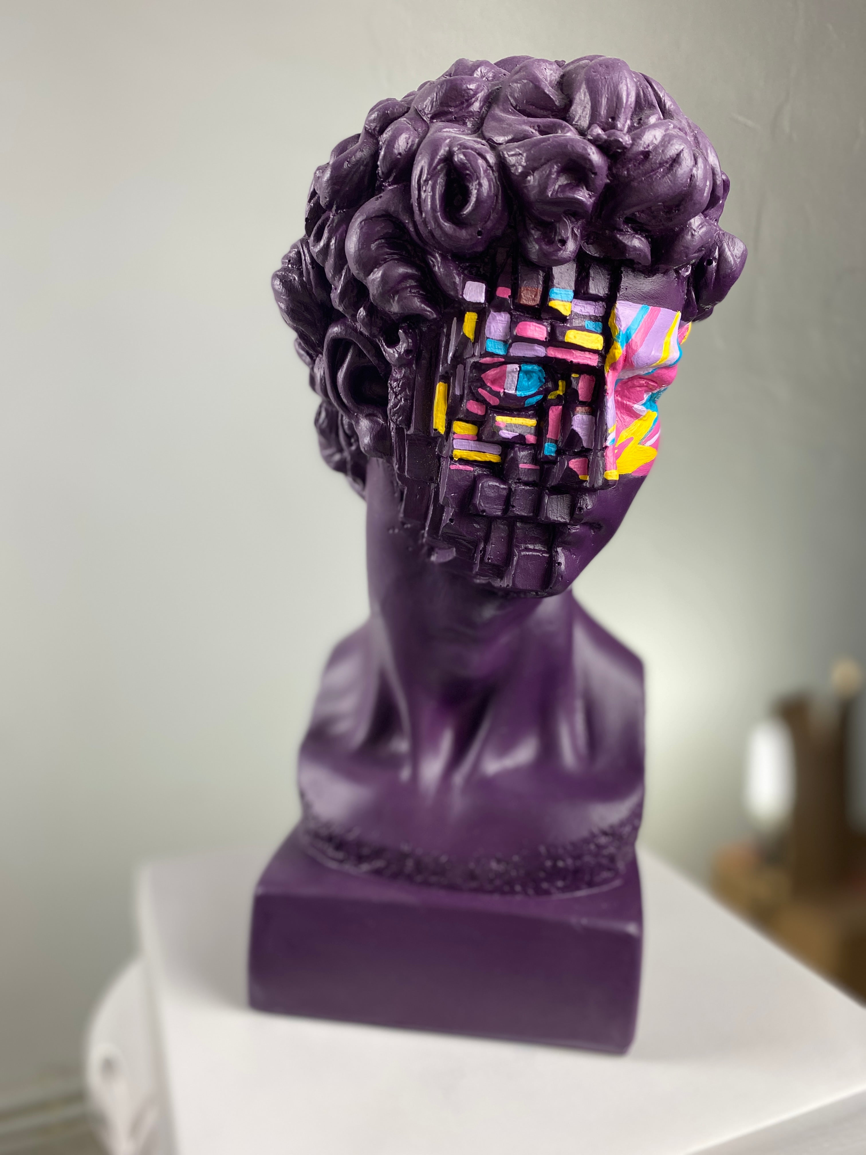 David 'Purple Pop' Pop Art Sculpture, Modern Home Decor - wboxgo.com