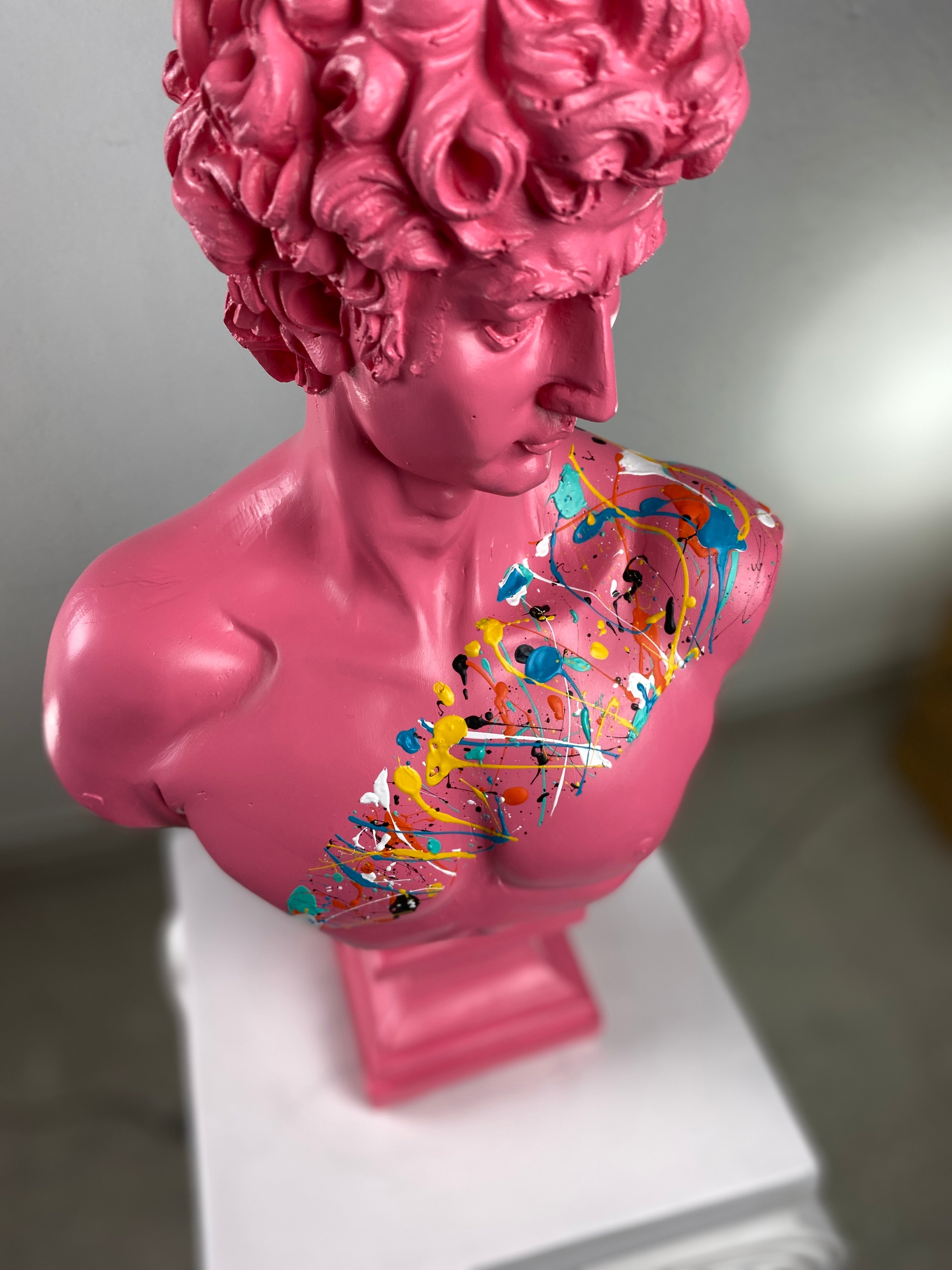 David 'Pink Candy' Pop Art Sculpture, Modern Home Decor, Large Sculpture - wboxgo.com