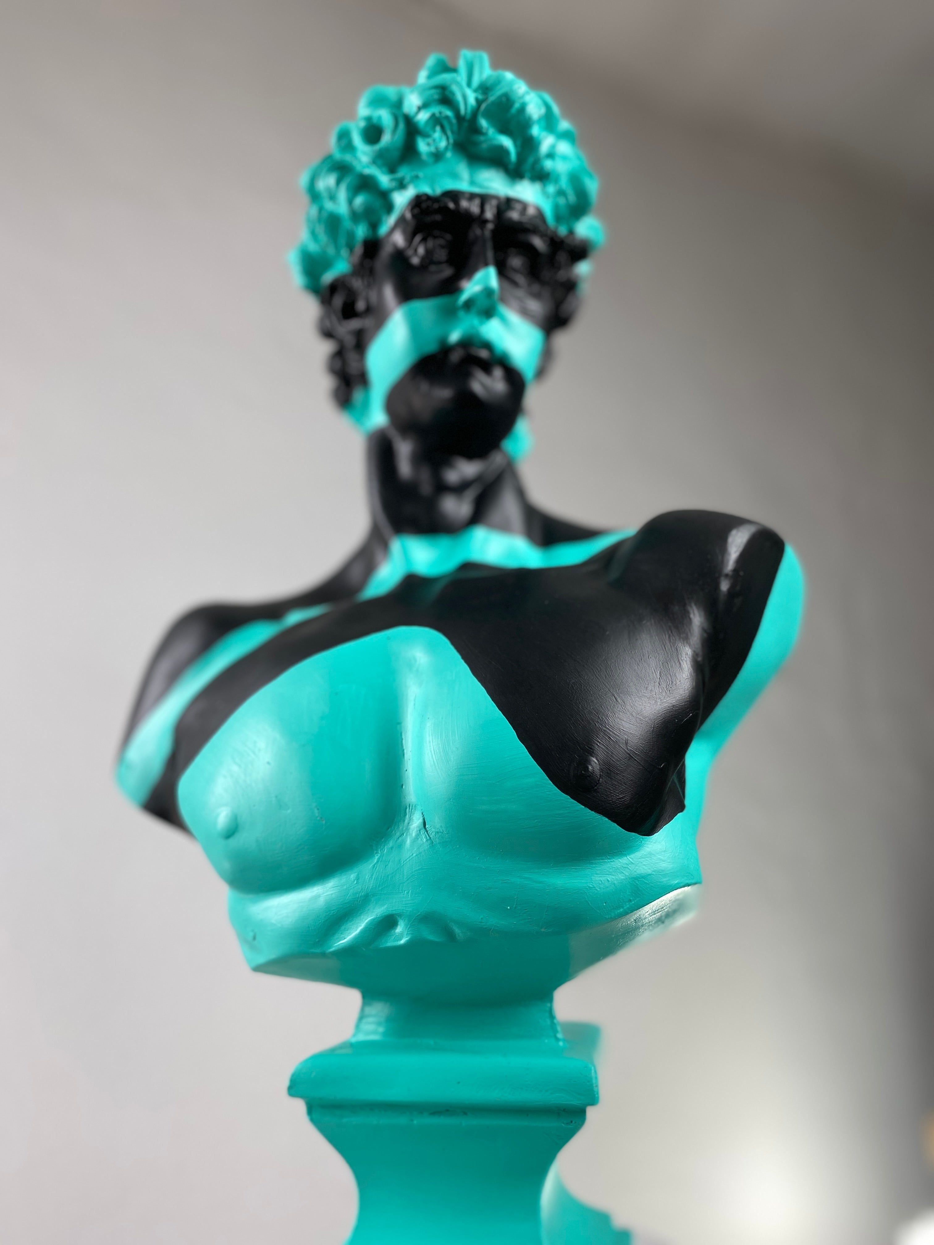 David 'Green Wave' Pop Art Sculpture, Modern Home Decor, Large Sculpture - wboxgo.com