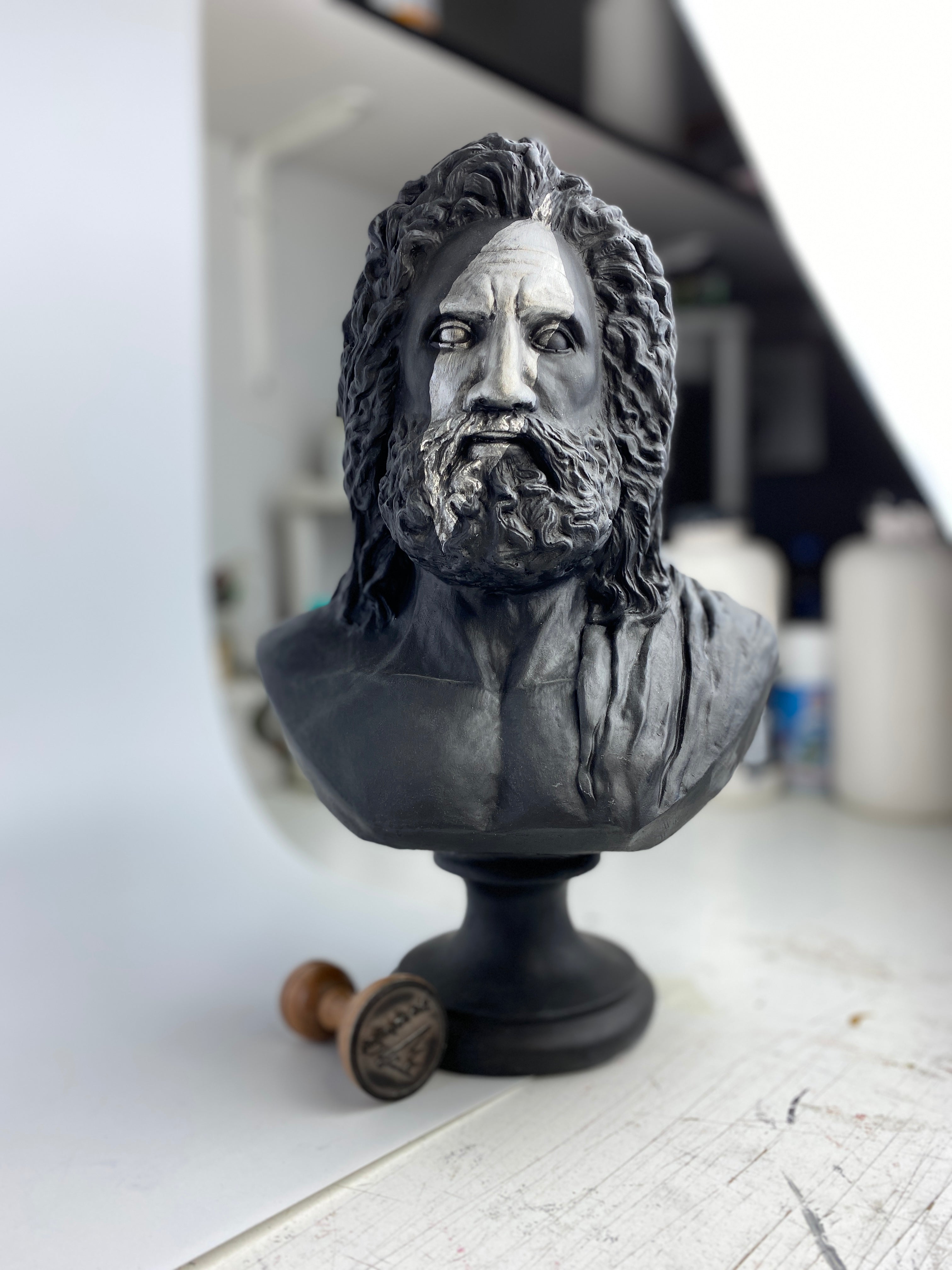 Zeus 'Silver Scar' Pop Art Sculpture, Modern Home Decor - wboxgo.com