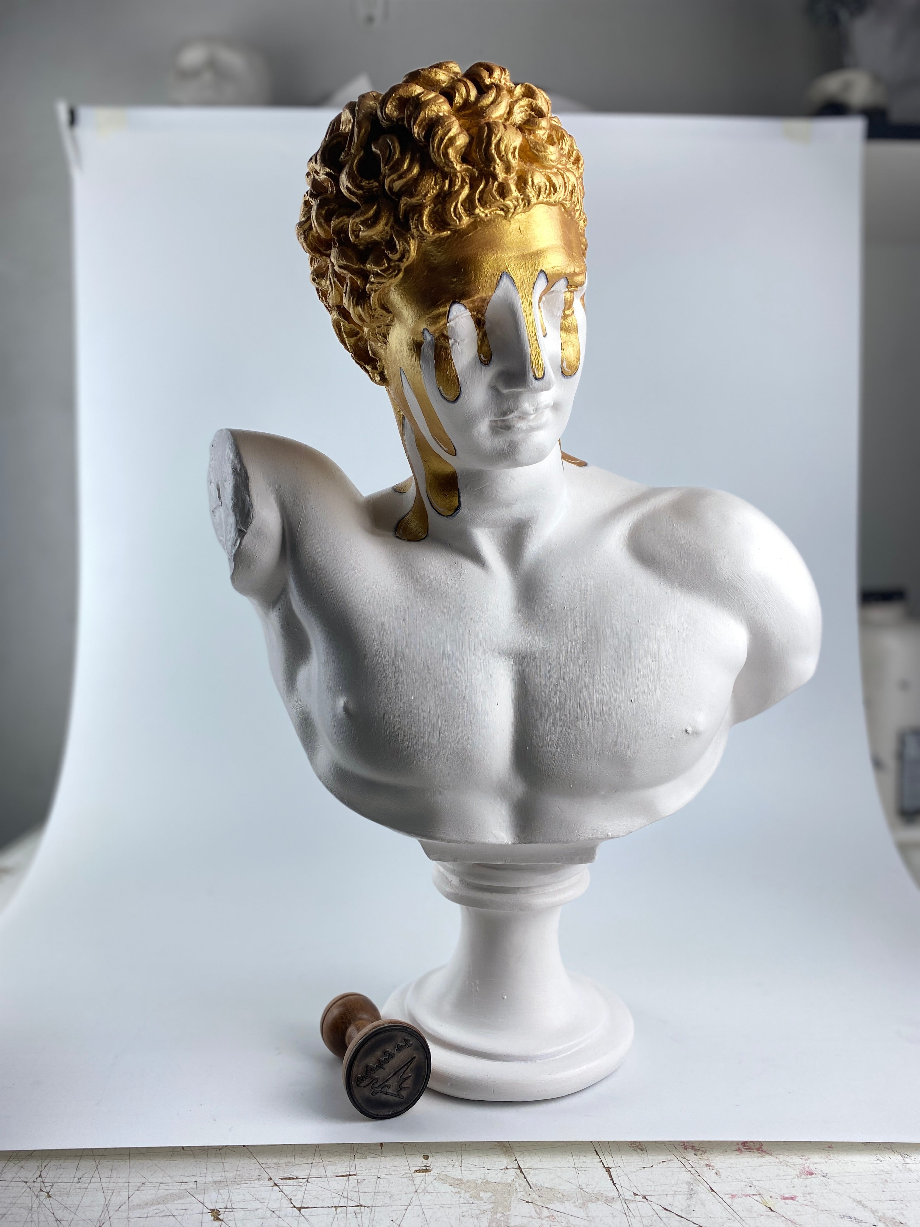 Hermes 'Melting Gold' Pop Art Sculpture, Modern Home Decor, Large Sculpture - wboxgo.com