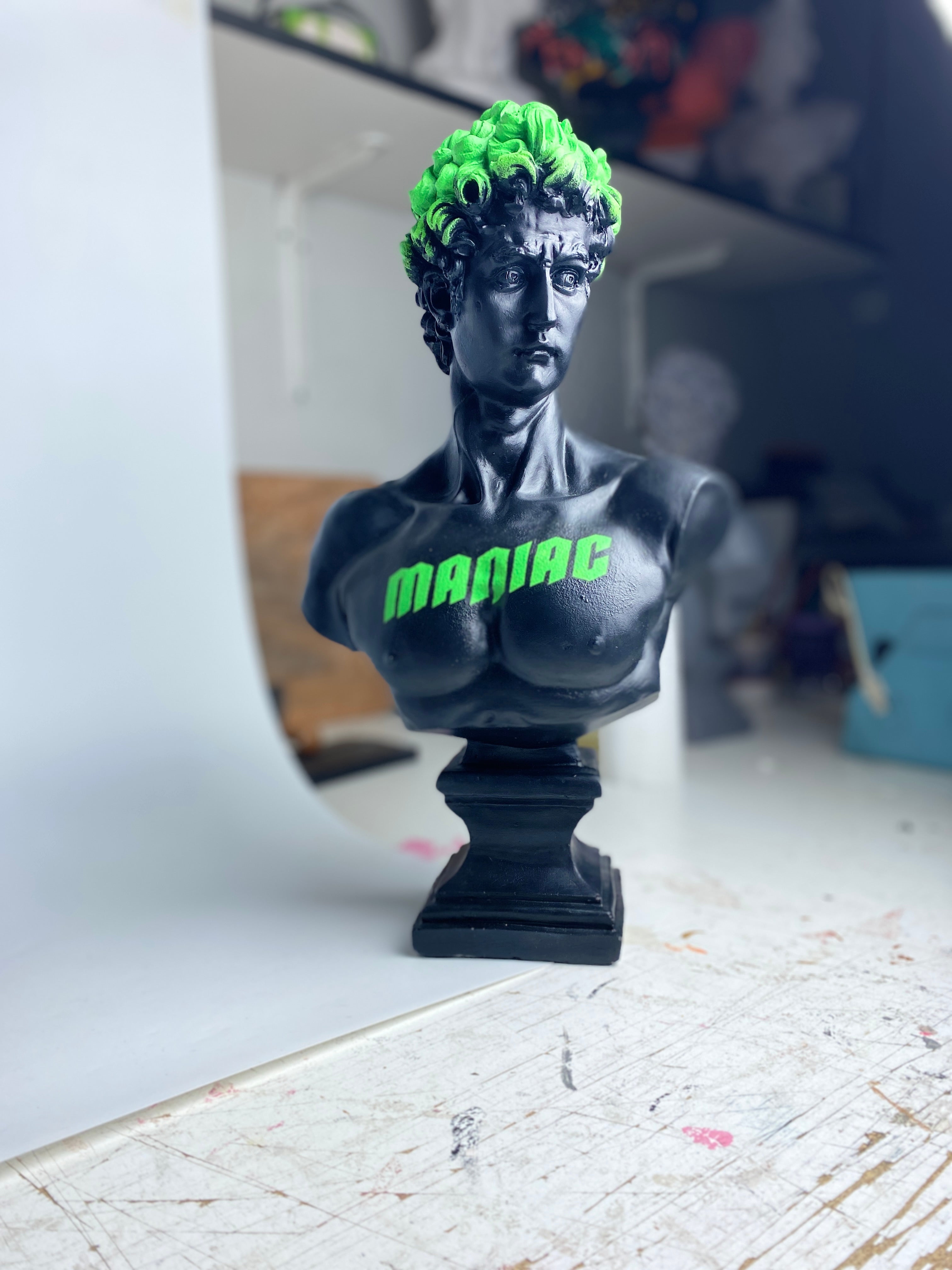 David 'Maniac' Pop Art Sculpture, Modern Home Decor - wboxgo.com