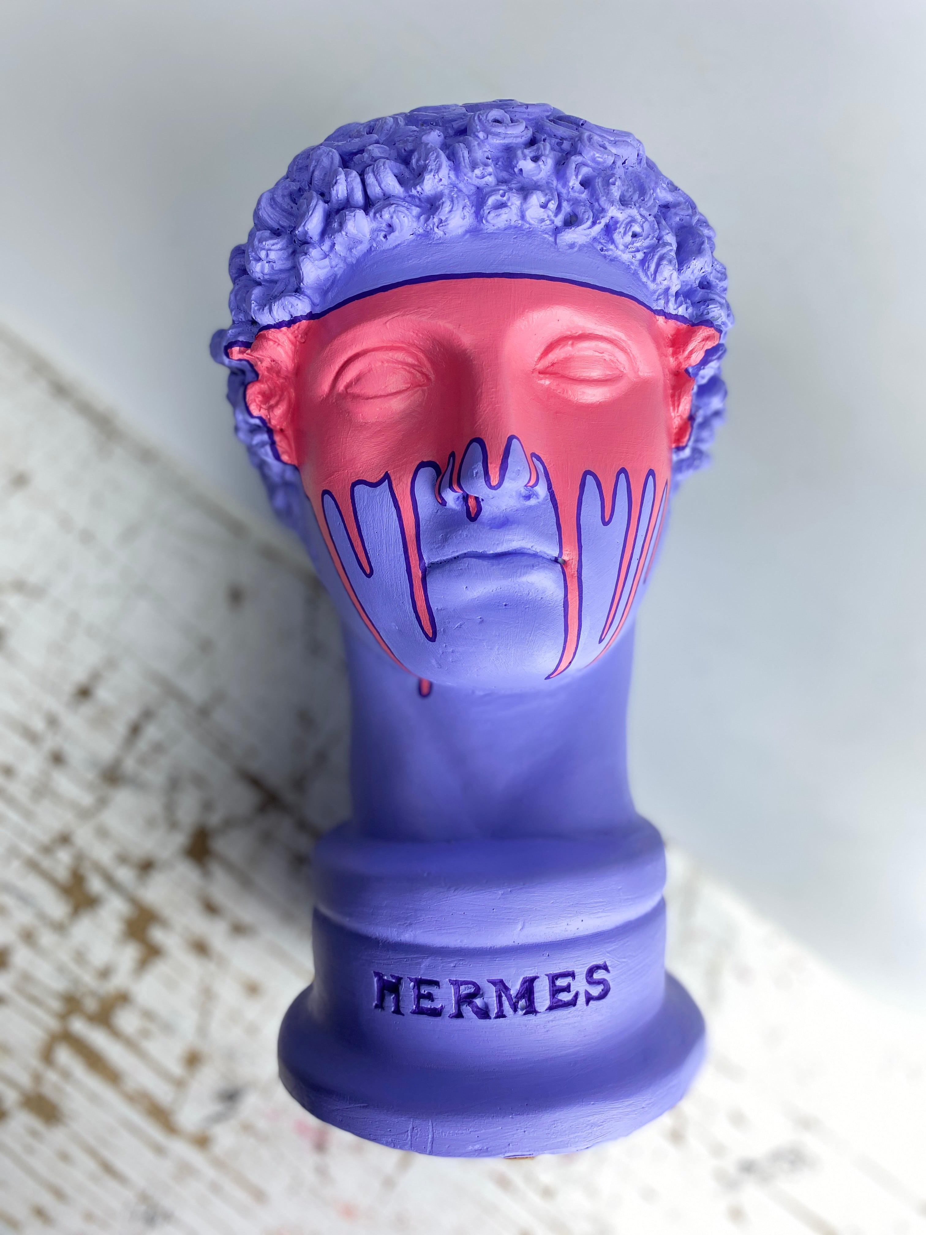 Hermes 'Purple-Man' Pop Art Sculpture, Modern Home Decor - wboxgo.com