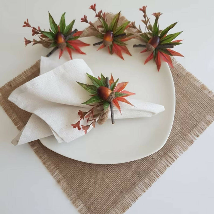 Acorn Napkin Rings|Fall Trend Napkin Ring|Acorn with Maple Leaves|Autumn Napkin Ring|Fall Decor|Farmhouse Tablecenterpiece|Rustic Tablescape