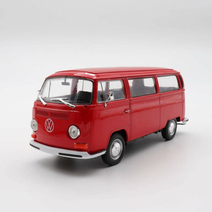 Welly 1972 Volkwagen Type 2 Bus|Scale 1/24 Vintage Model Car|Diecast Red Car for Collectors|Classic Old Metal Collection Car|Gift for Dad