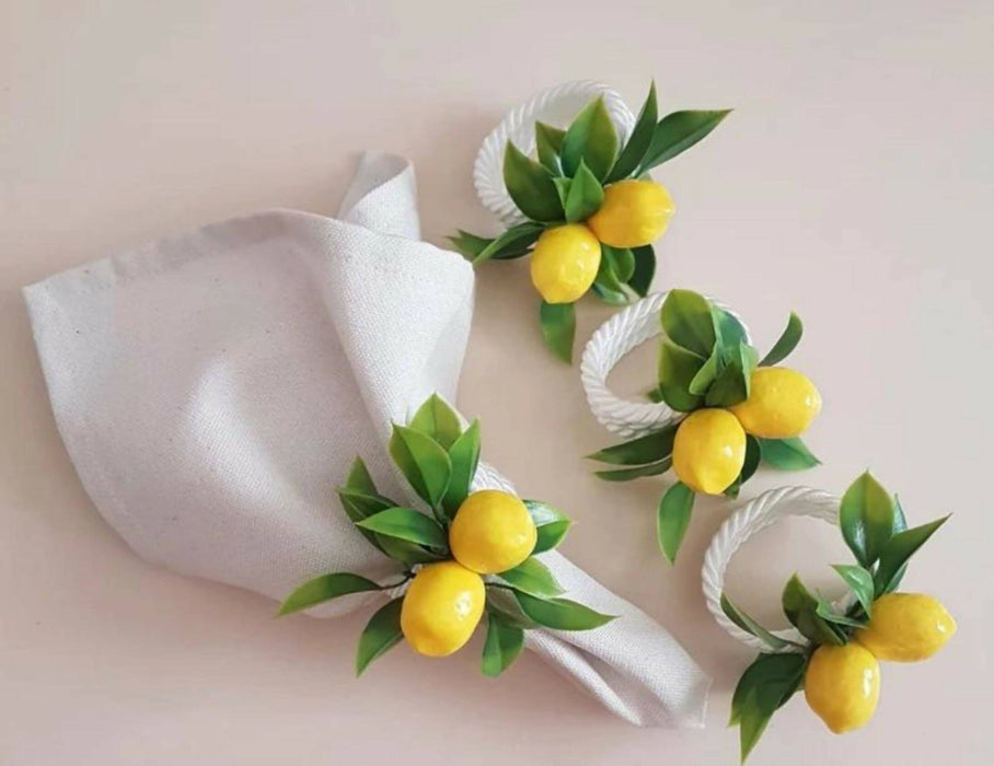 Faux Lemon Napkin Ring|Floral Lemon Napkin Holder|Farmhouse Table Decor|Summer Wedding Table decor|Table Centerpiece|Rustic Kitchen Decor