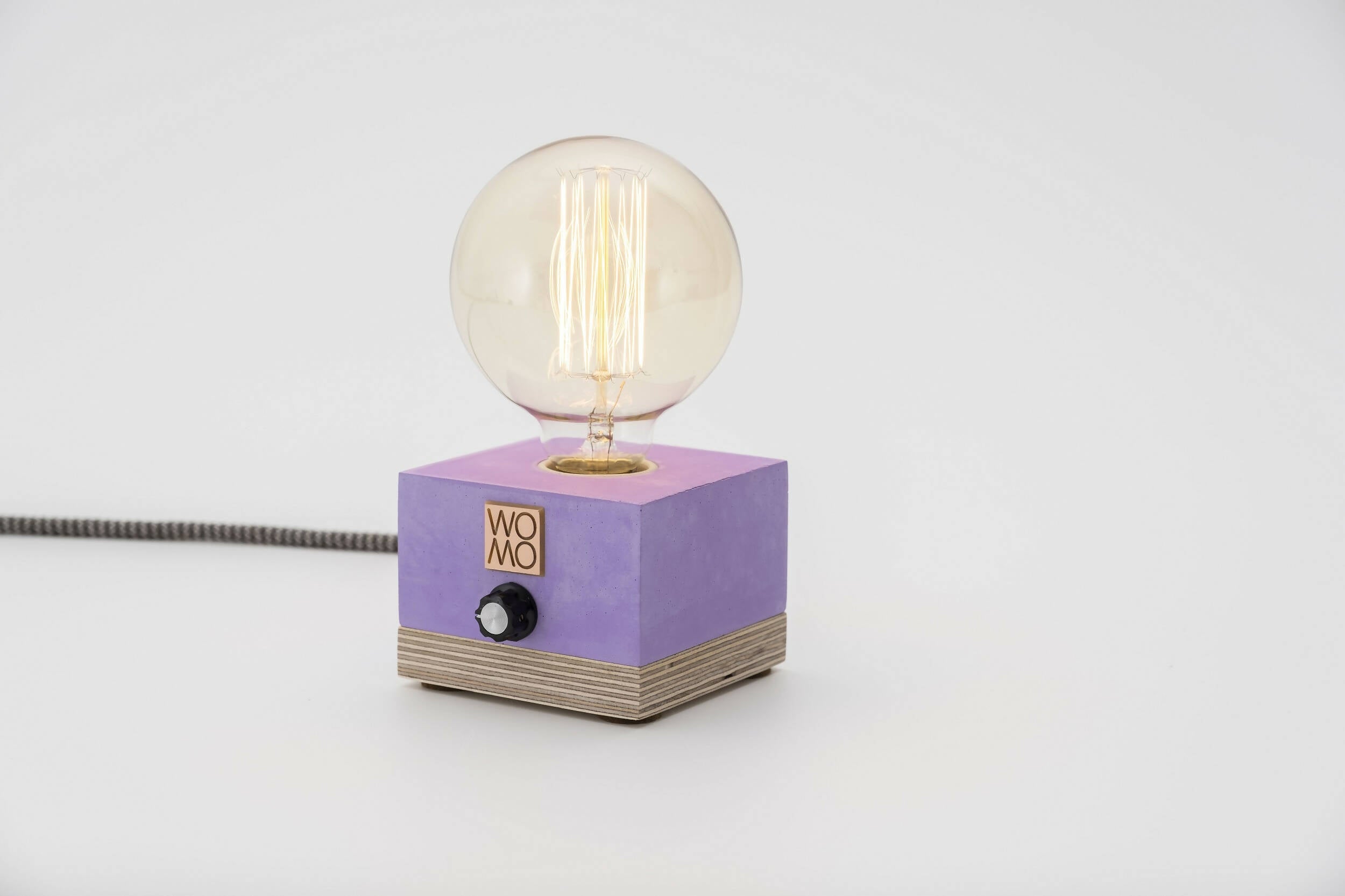 Purple Dimmable Table Lamp, Concrete Design Table Lamp, Industrial Decor, Edison Bedside Lamp, Concrete Home Decor