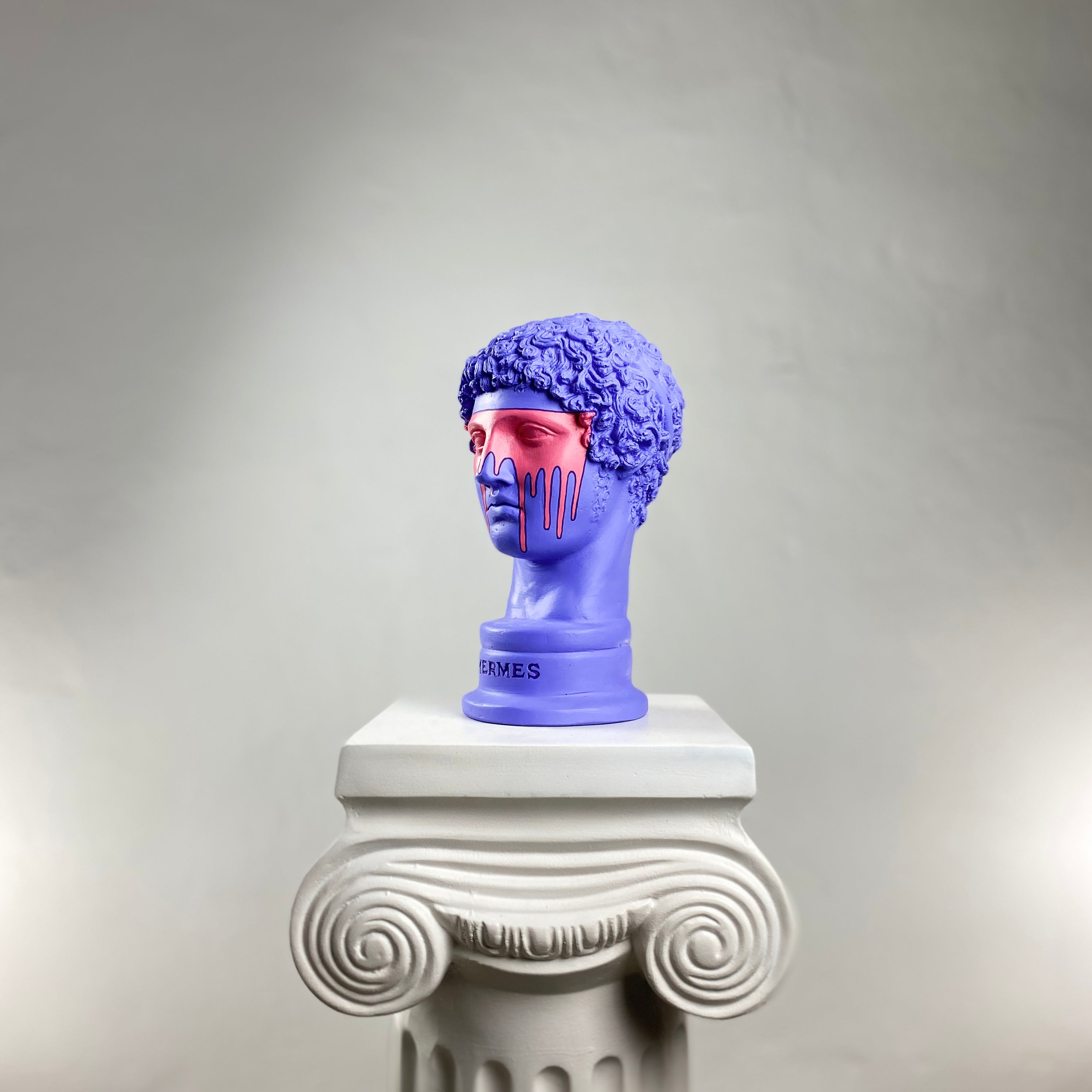 Hermes 'Purple-Man' Pop Art Sculpture, Modern Home Decor - wboxgo.com