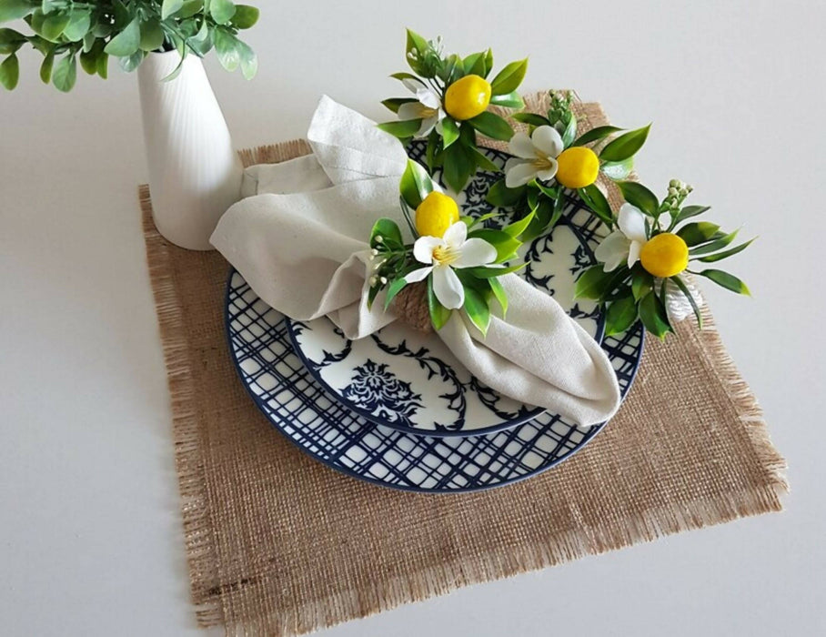 Faux Lemon Napkin Holder|Floral Lemon Napkin Ring|Farmhouse Table Decor|Summer Wedding Table decor|Table Centerpiece|Rustic Kitchen Decor