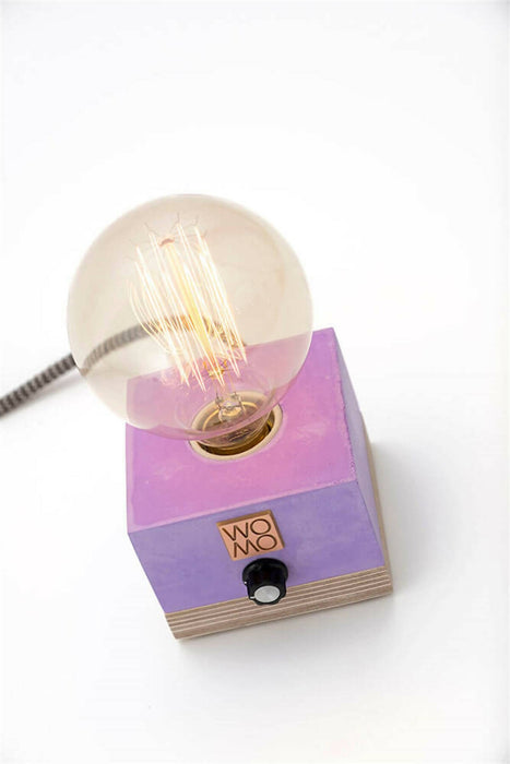 Purple Dimmable Table Lamp, Concrete Design Table Lamp, Industrial Decor, Edison Bedside Lamp, Concrete Home Decor